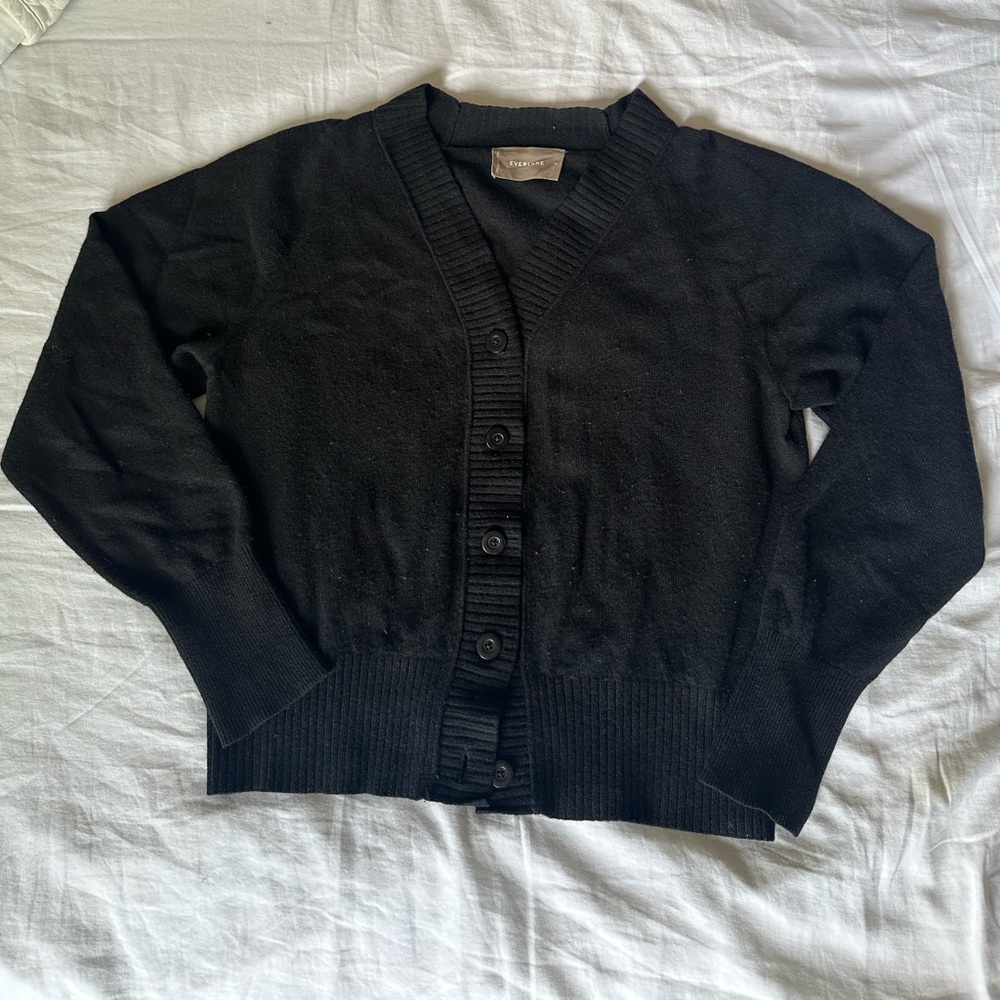 Everlane ReCashmere Varsity Cardigan - Black Recycled Cashmere